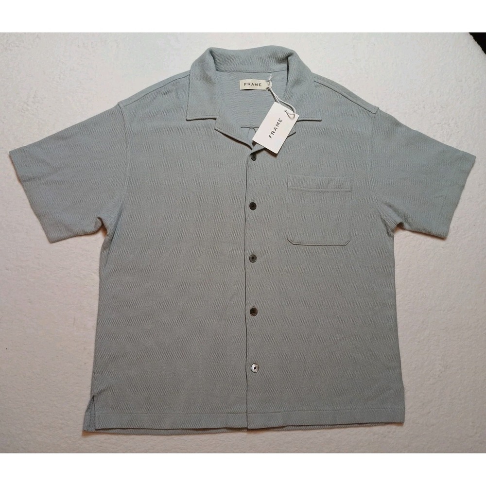 NWT FRAME Men's‎ Jacquard S/S Relaxed Shirt Grey Blue Grey Size S MS25JTE009